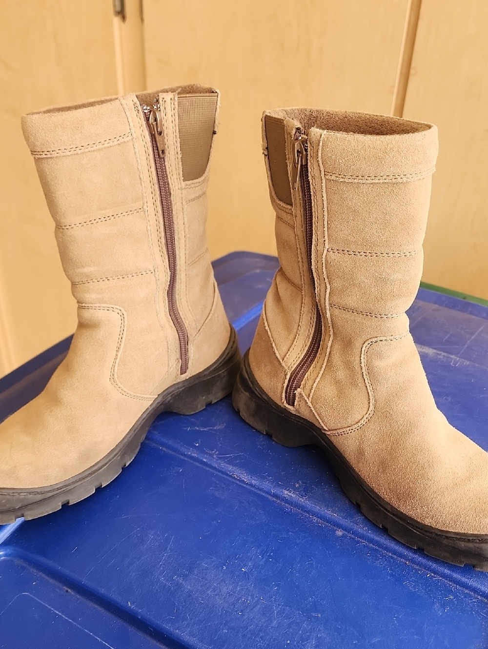 Deer Stags Tan Suede Mid-Calf Zip Boots